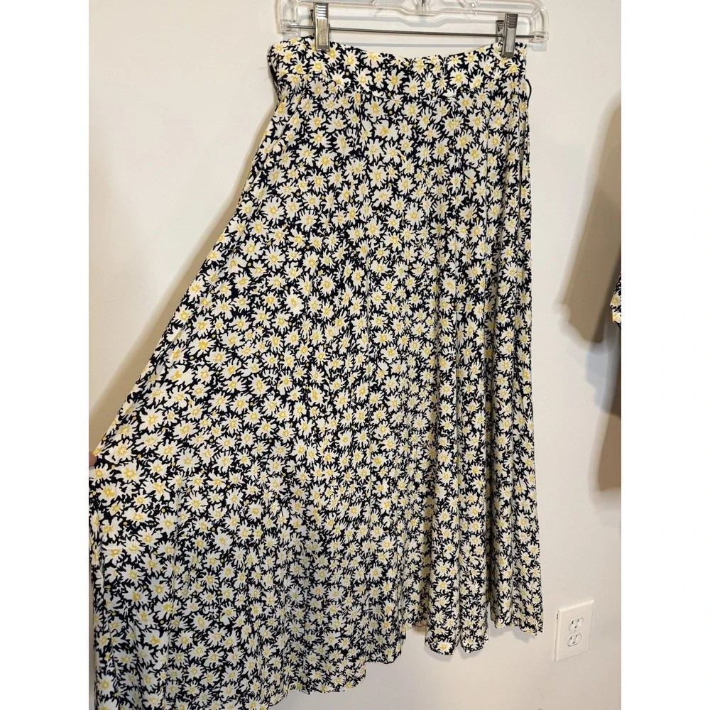 VTG 80s 90s JH Collectibles 10 Navy Blue Yellow White Floral Skirt Set Union Tag